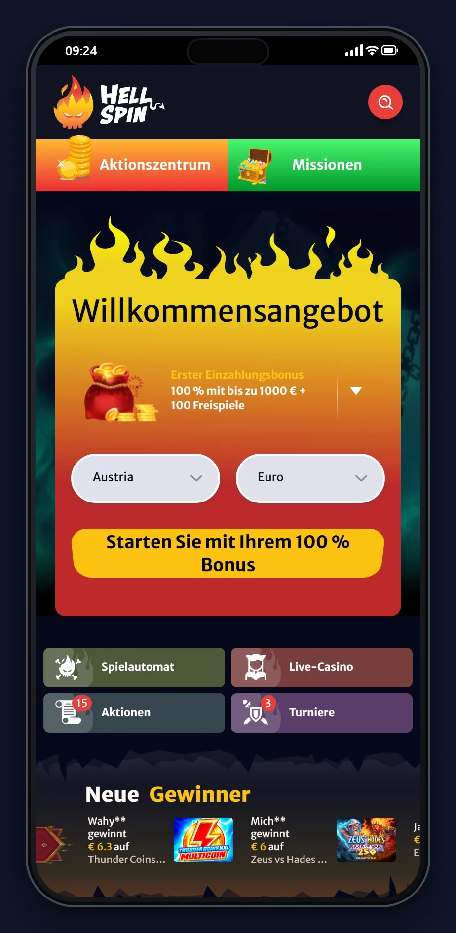 ethereum casino österreich: die Startseite des Casinos HellSpin
