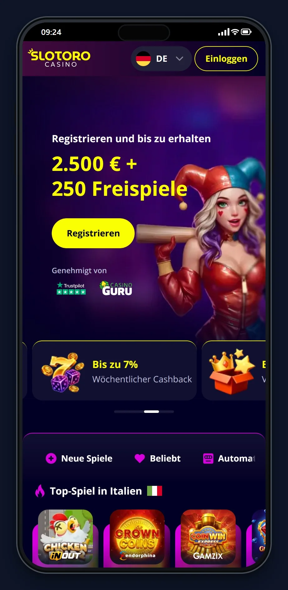 beste ethereum casinos: Startseite von Slotoro