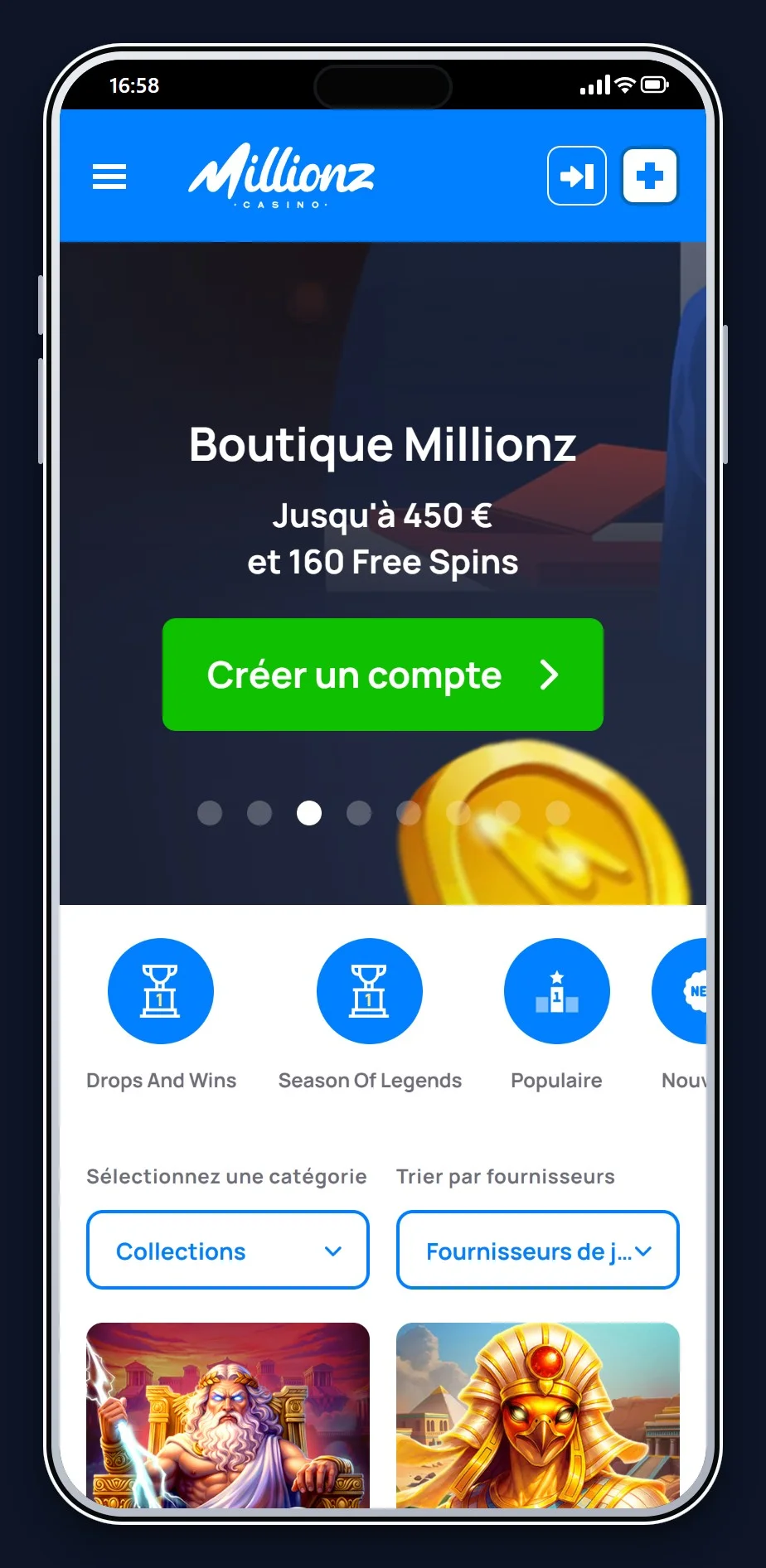 eth casino: la page d'accueil du casino Millionz