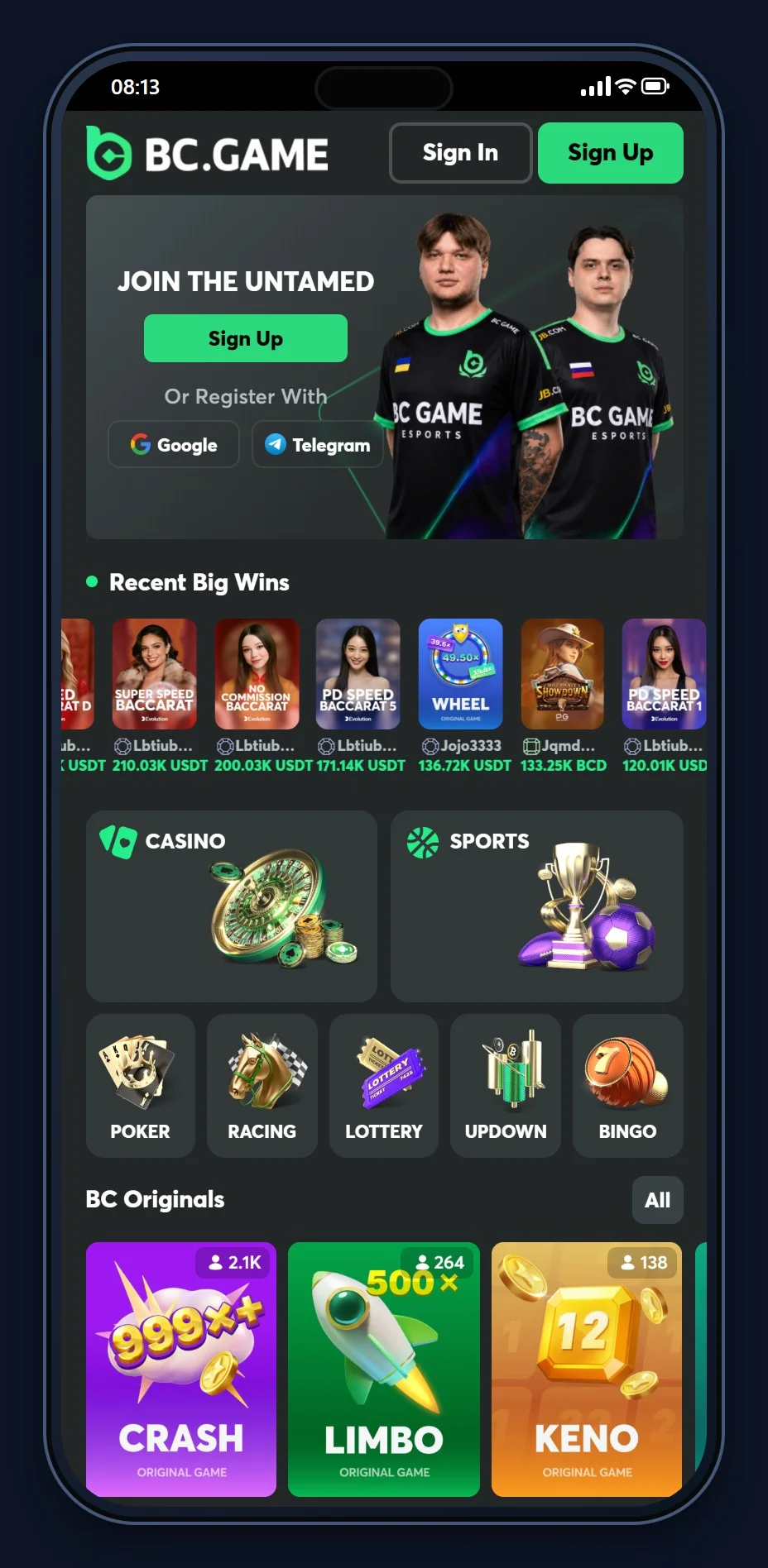legjobb ethereum kaszinó: BC.Game kaszinó kezdőlapja