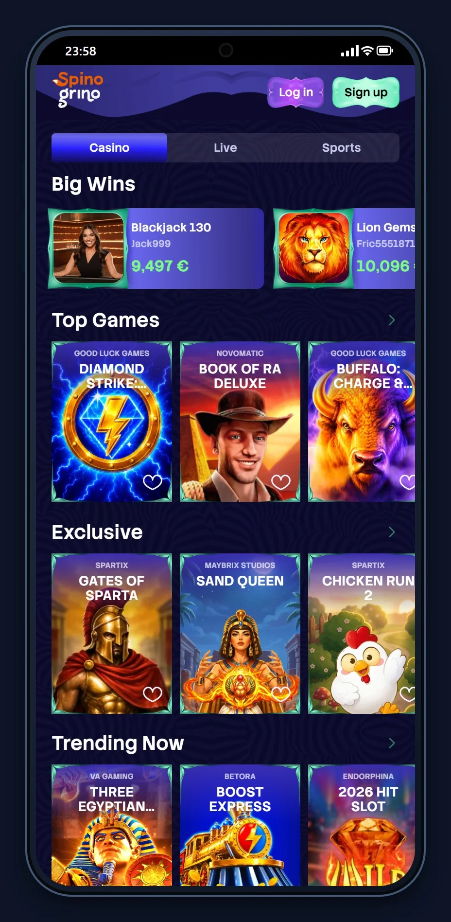 eth casino: de homepage van casino Spinogrino