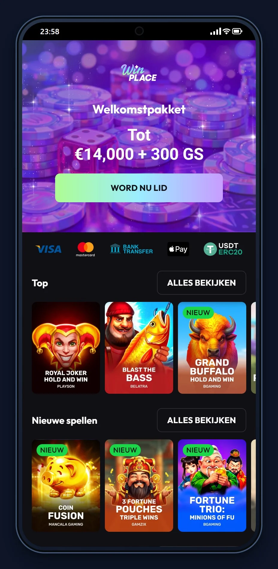 ethereum casino's: de startpagina van WinPlace