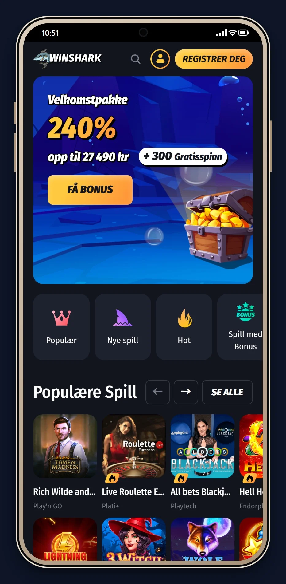 beste Ethereum casino: forsiden til casinoet WinShark
