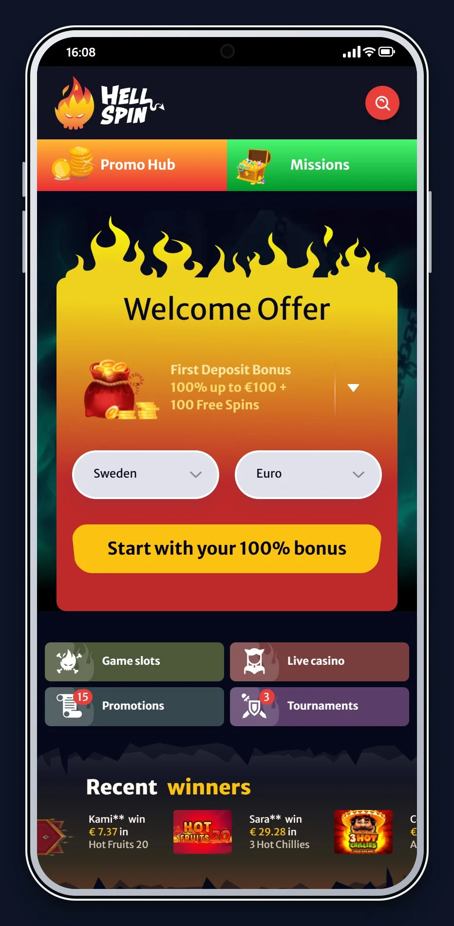 ethereum casino: startsidan på casinot HellSpin
