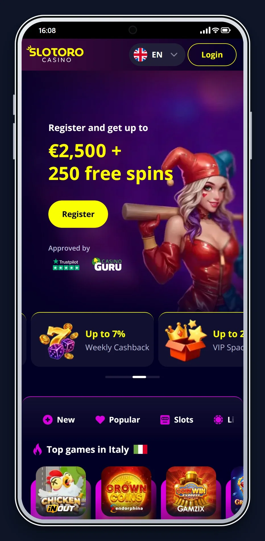 casino med ethereum: startsidan på casinot Slotoro
