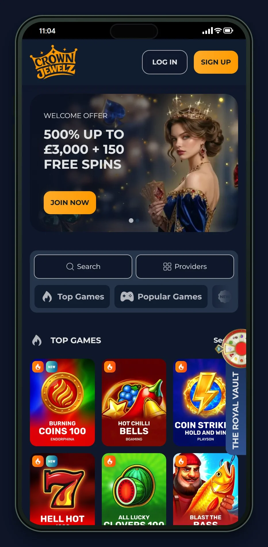 ethereum casino: the CrownJewelz casino lobby