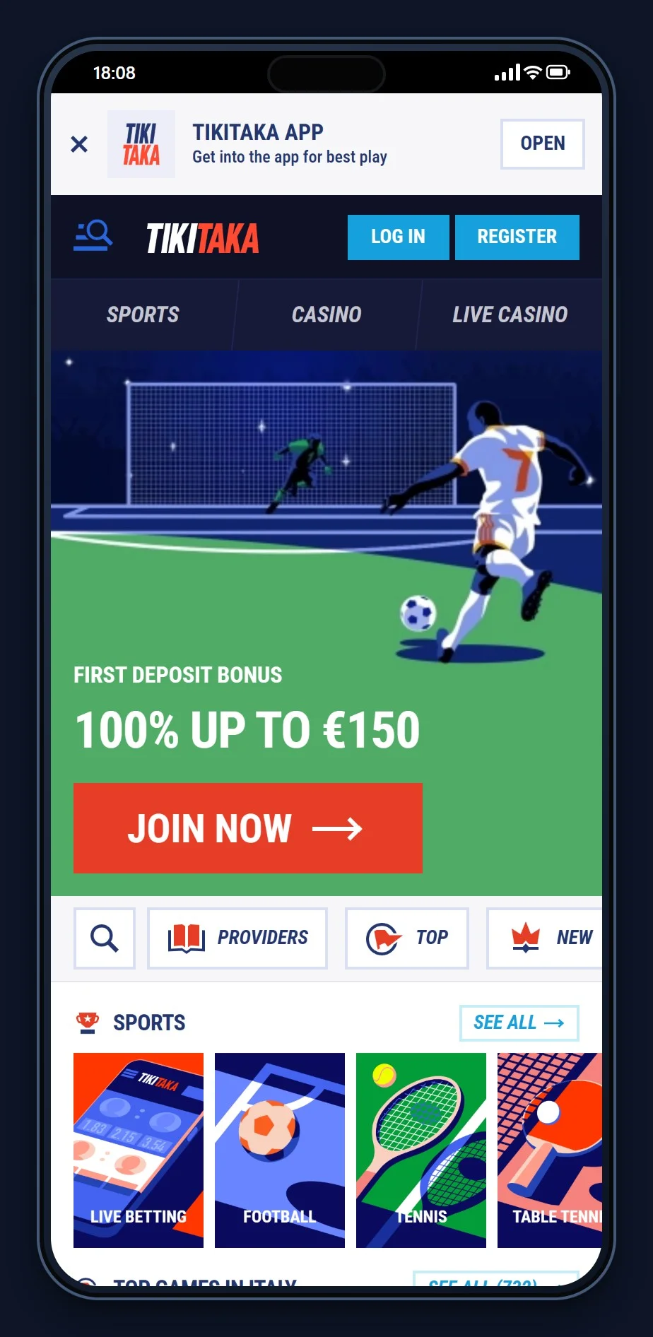 ethereum gambling: the TikiTaka homepage